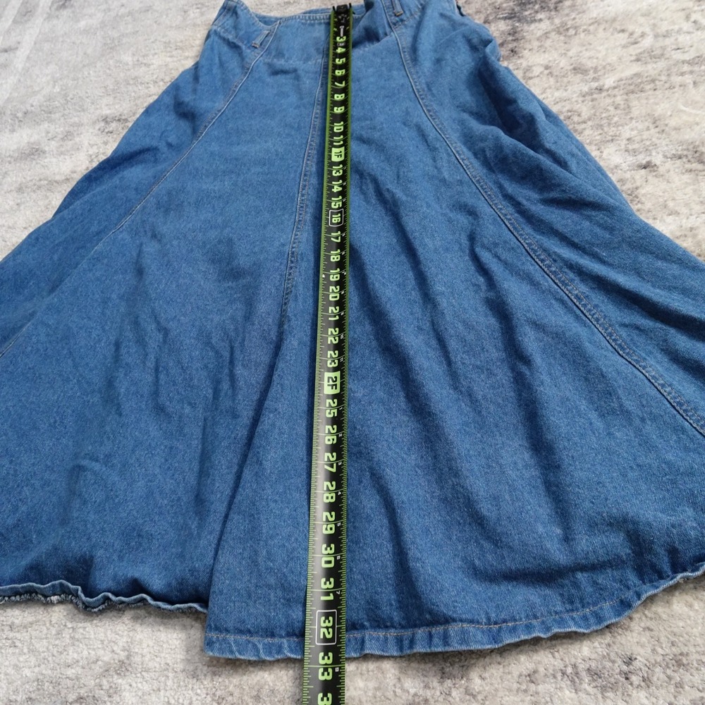 LizWear Vintage 90's Denim Maxi Skirt Button Waist A-Line Full Sweep Blue Size M - Picture 6 of 10